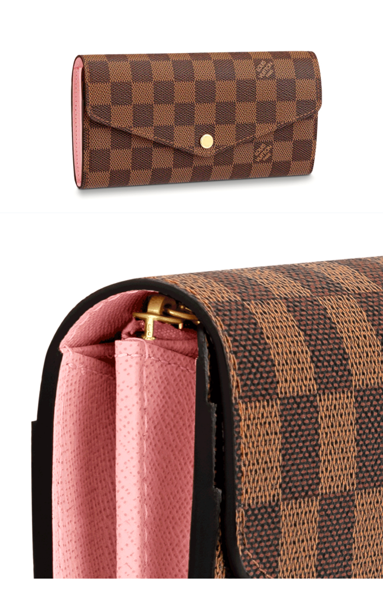 【包税】louis vuitton/路易威登 女包sarah按扣翻盖长款棋盘格钱包