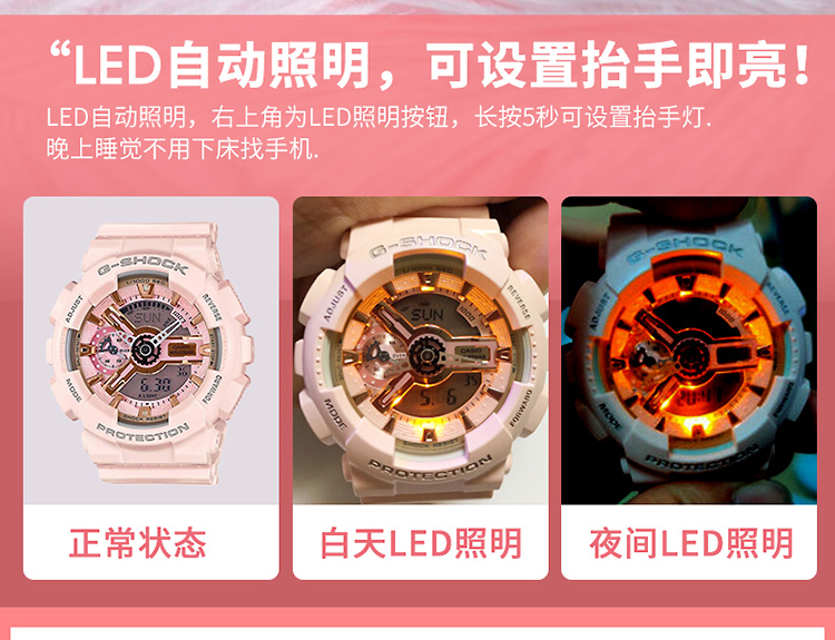 CASIO/卡西欧 G-SHOCK系列时尚双显防水女表GMA-S110MP-4A1PR