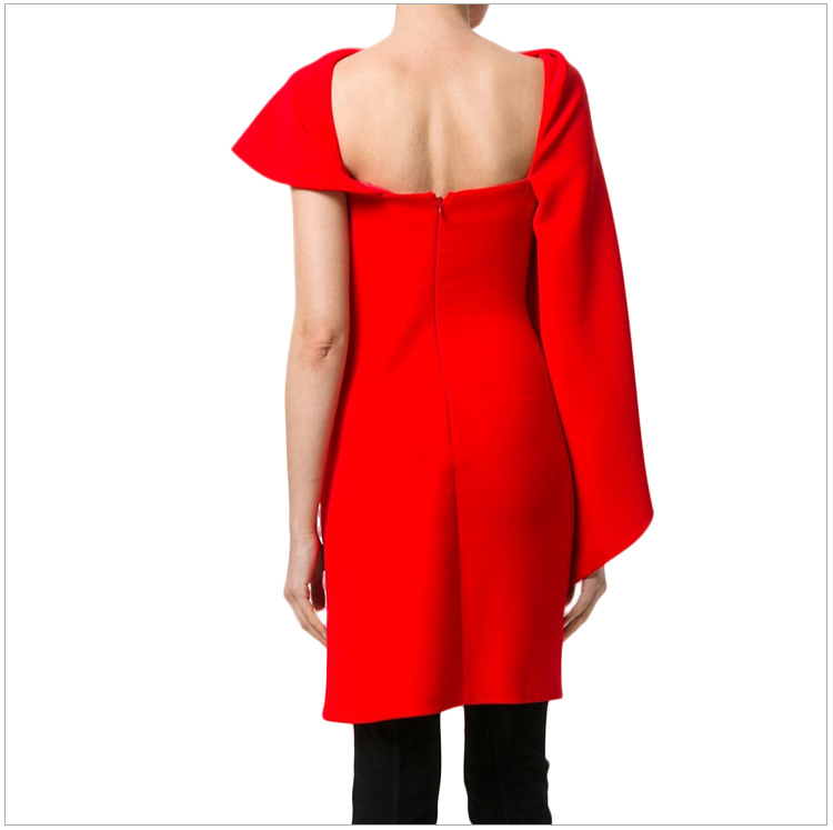 【包税】Givenchy 纪梵希 女士 服装 21春夏 红色弹力纤维不规则袖连衣裙 女士连衣裙