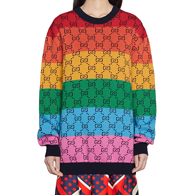 【包税】gucci/古驰 2021年新款女士彩色羊毛/棉质毛衣gg multicolor