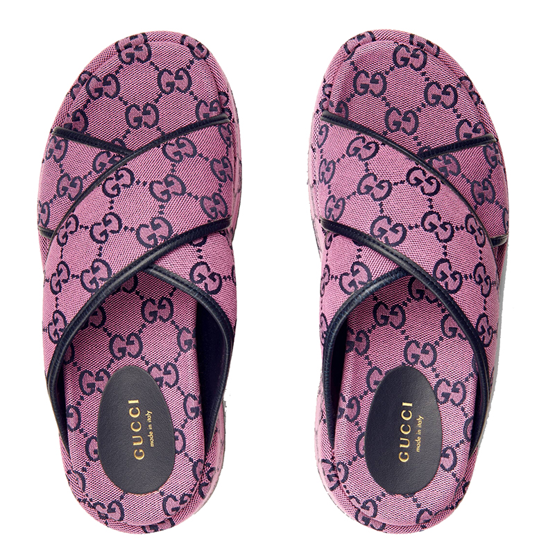【包税】gucci/古驰 2021年新款女士粉色帆布厚底凉鞋 6636669sfv0