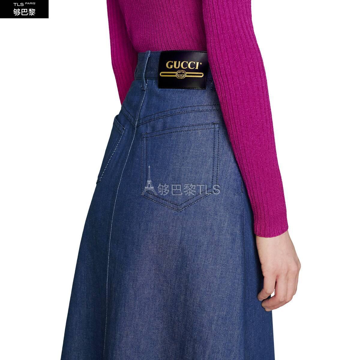 【包邮包税】 gucci古驰 21年春夏 女士 牛仔半身裙 653495 xdbix