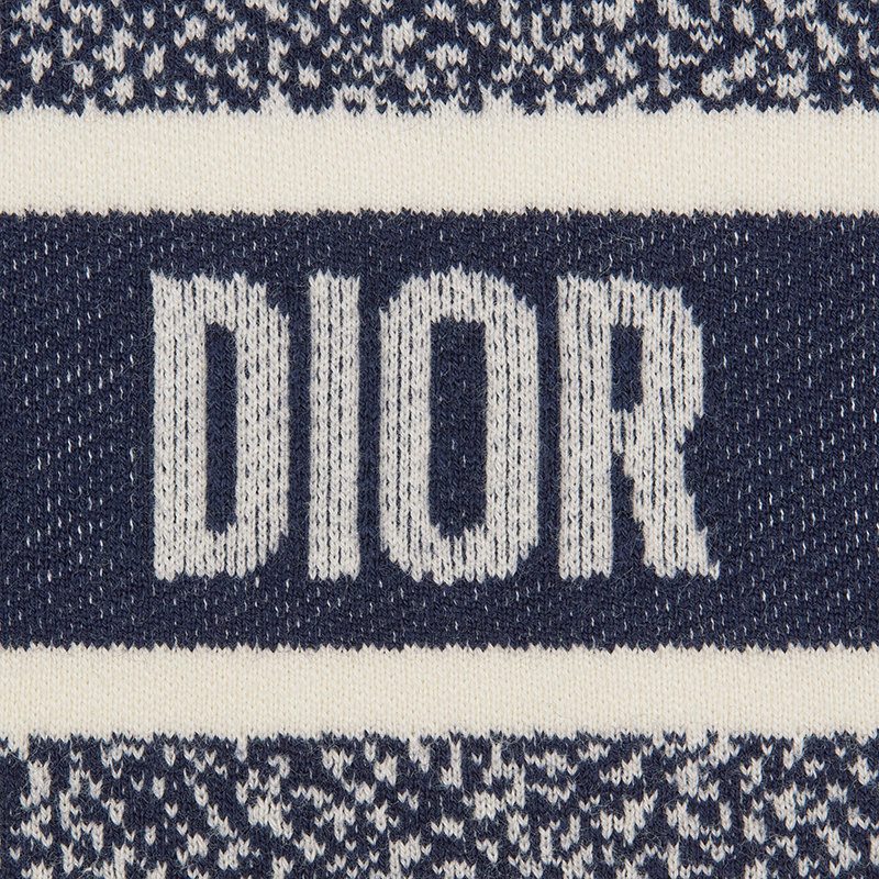 迪奥 2021年新款 女士蓝色和白色toile de jouy palms图案棉质短袖连