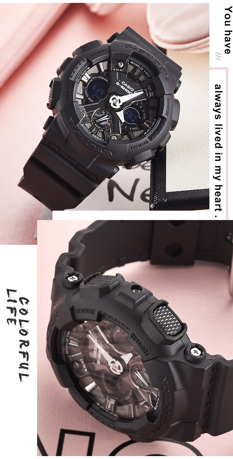 casio/卡西欧 g-shock系列双显时尚运动防水女表gma-s120mf-1apr
