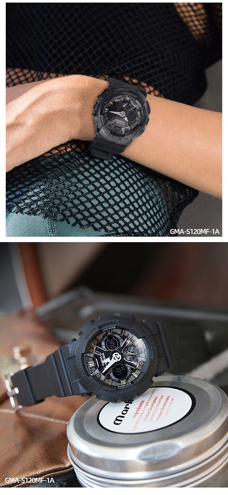 CASIO/卡西欧 G-SHOCK系列双显时尚运动防水女表GMA-S120MF-1APR