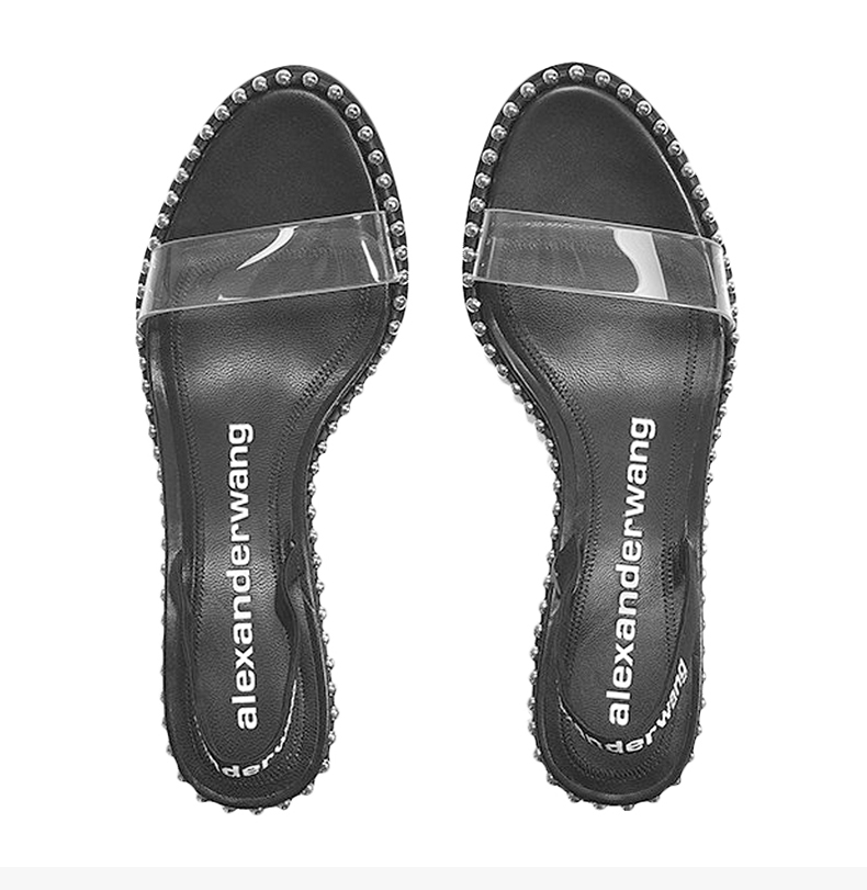 alexander wang/亚历山大·王 女士黑色露趾皮质系带时尚高跟凉鞋 30