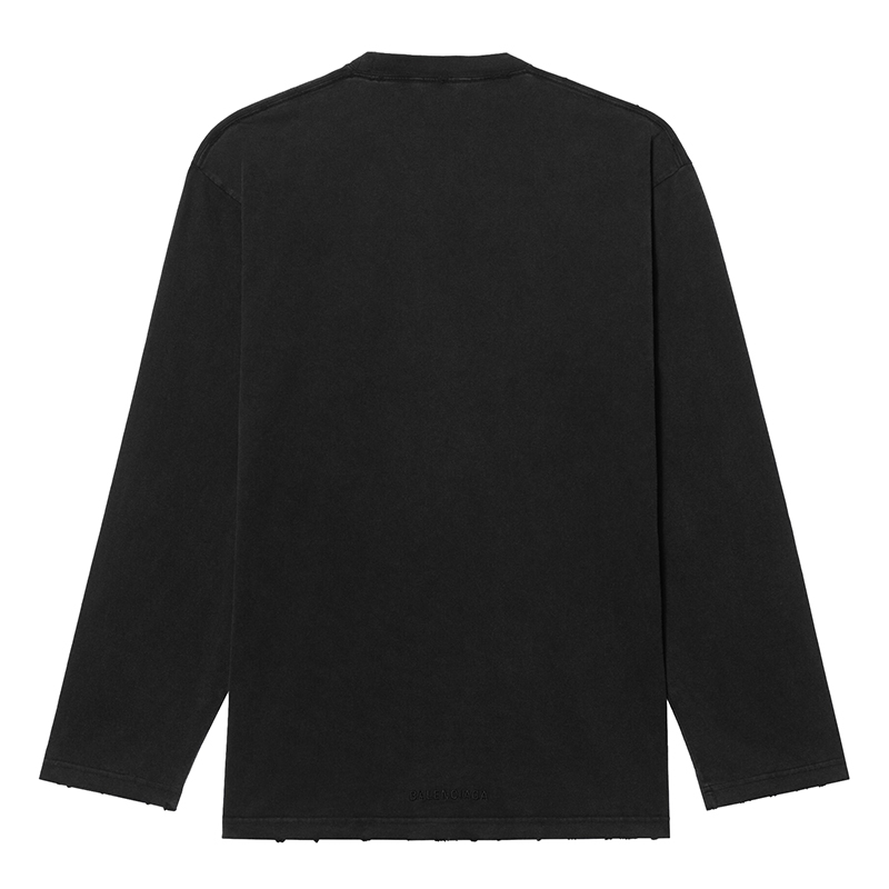 【包税】Balenciaga/巴黎世家 2021年新款 男士黑色复古印花平纹针织Boxy Rammstein长袖T恤651796TLV511000