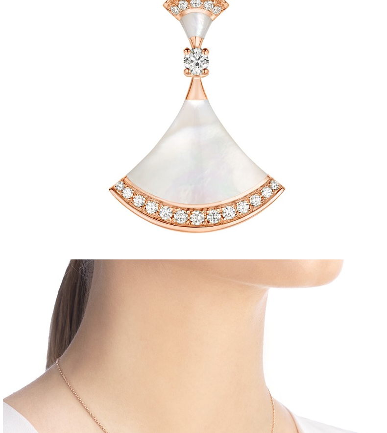 【包税】bvlgari/宝格丽 女士 玫瑰金明亮圆形扇形吊坠饰时尚优雅项链