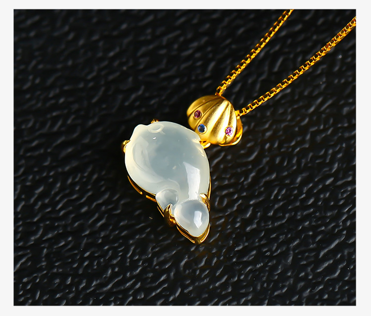 印象眸/印象眸 18k金镶翡翠吊坠 金镶小鱼精致女款玉石挂件 附送证书