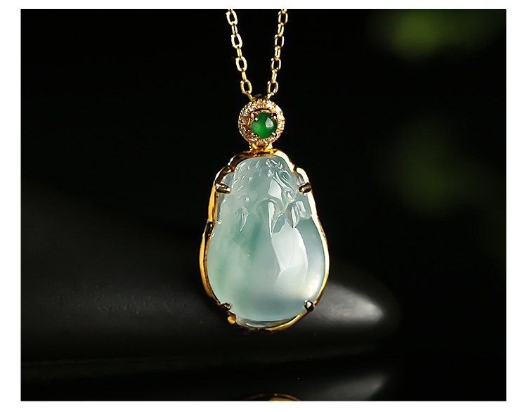 印象眸/印象眸 18k金镶翡翠吊坠 金镶貔貅女款孤品玉石挂件 附送证书