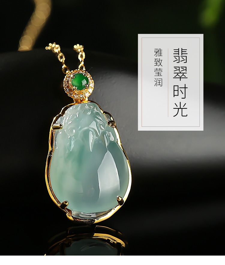 印象眸/印象眸 18k金镶翡翠吊坠 金镶貔貅女款孤品玉石挂件 附送证书