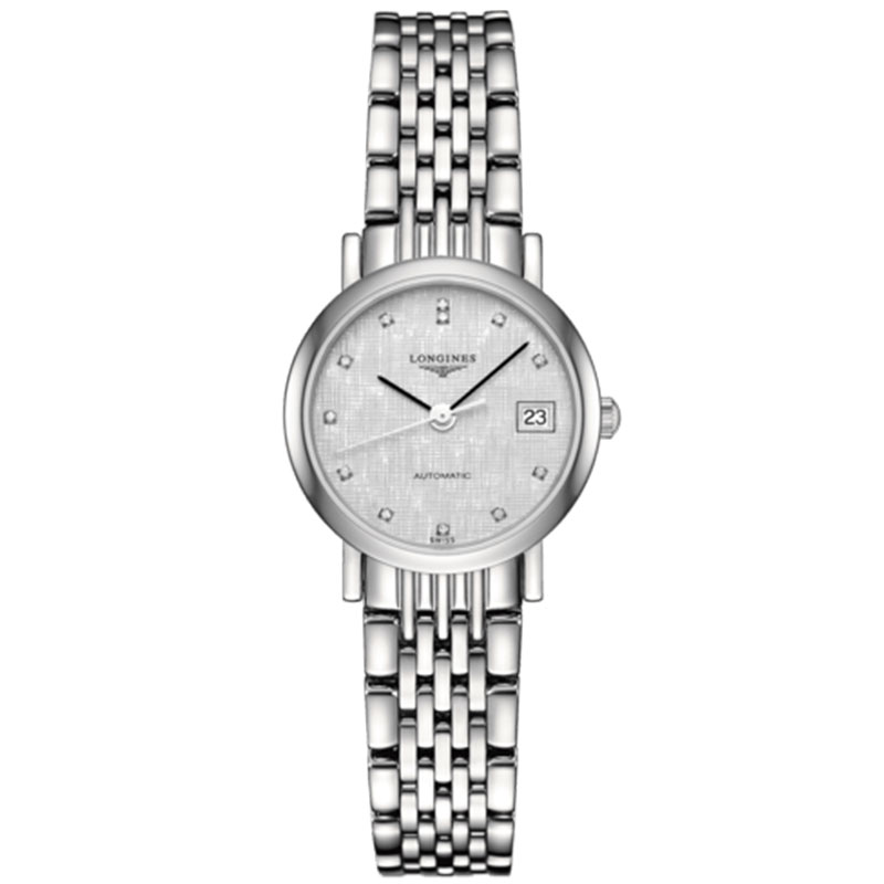 LONGINES/浪琴瑞士手表 博雅系列自动机械钢带女腕表 25.5mm暗纹带钻L4.309.4.77.6