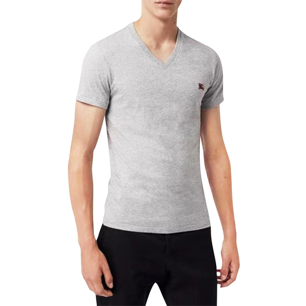 刺绣logo纯棉灰色v领男士短袖t恤 男装 上衣 burberry/博柏利 巴宝莉