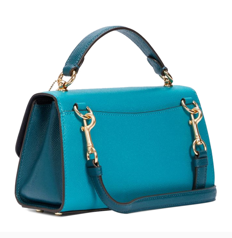 【包税 现货】coach/蔻驰 tilly系列23号女士蓝色十字纹皮革旋锁开合