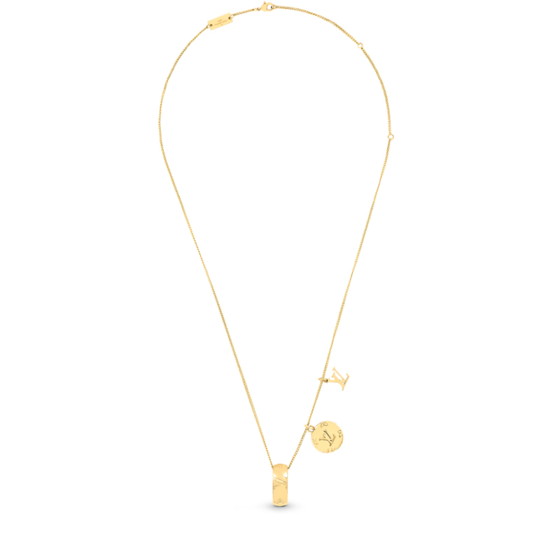 【包税】louis vuitton/路易威登 男士monogram吊坠项链 金色