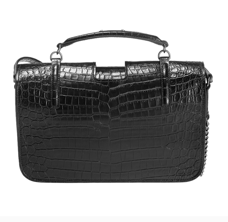 【包税】saint laurent paris/圣罗兰 ysl 女士黑色鳄鱼压纹皮革大号