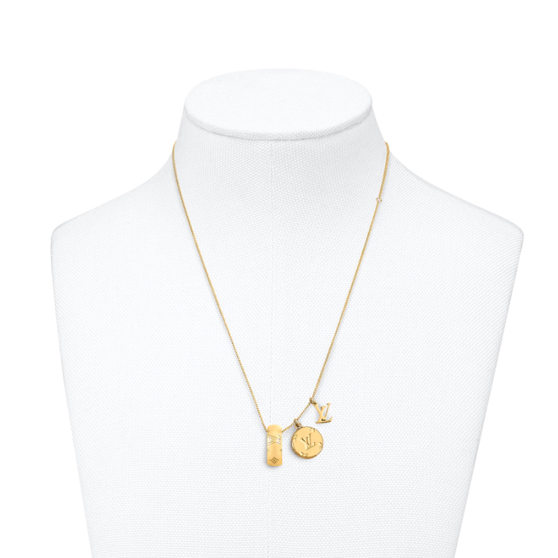 【包税】louis vuitton/路易威登 男士monogram吊坠项链 金色