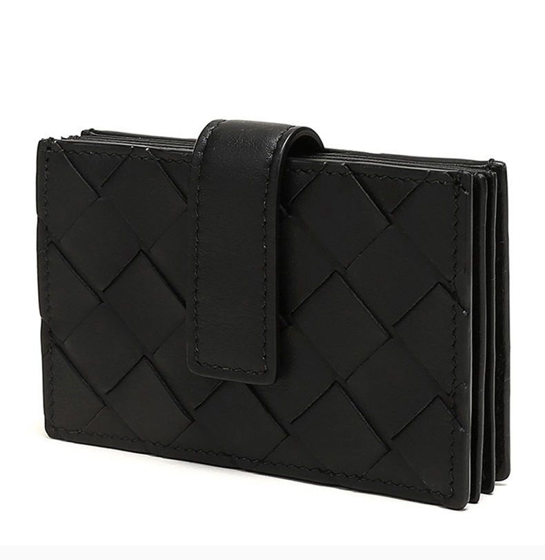 【包税】bottega veneta/葆蝶家 男士黑色编织牛皮零钱包卡包钱包男包