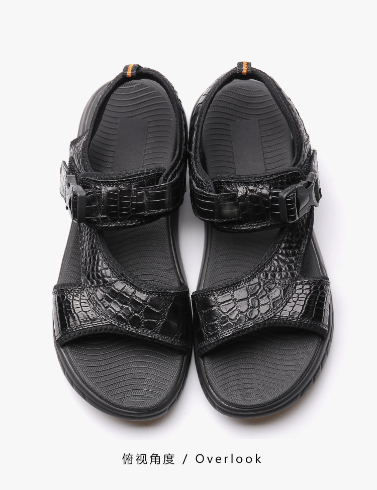 【21春夏新款】urok新款真皮鳄鱼皮凉鞋时尚个性凉拖休闲凉鞋室外防滑