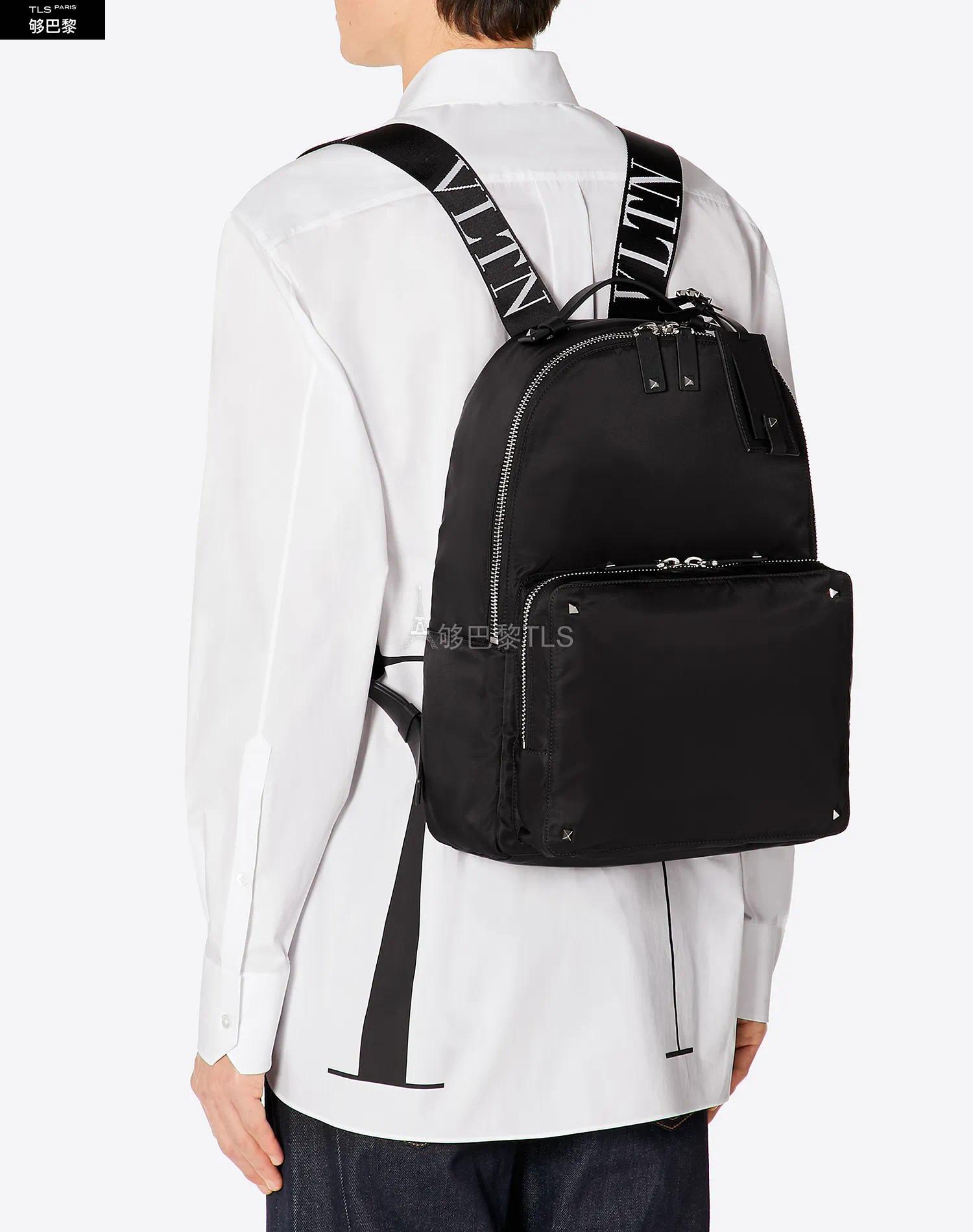 valentino华伦天奴 21年秋冬 男士 背包 vltn 饰带肩带款尼龙双肩包