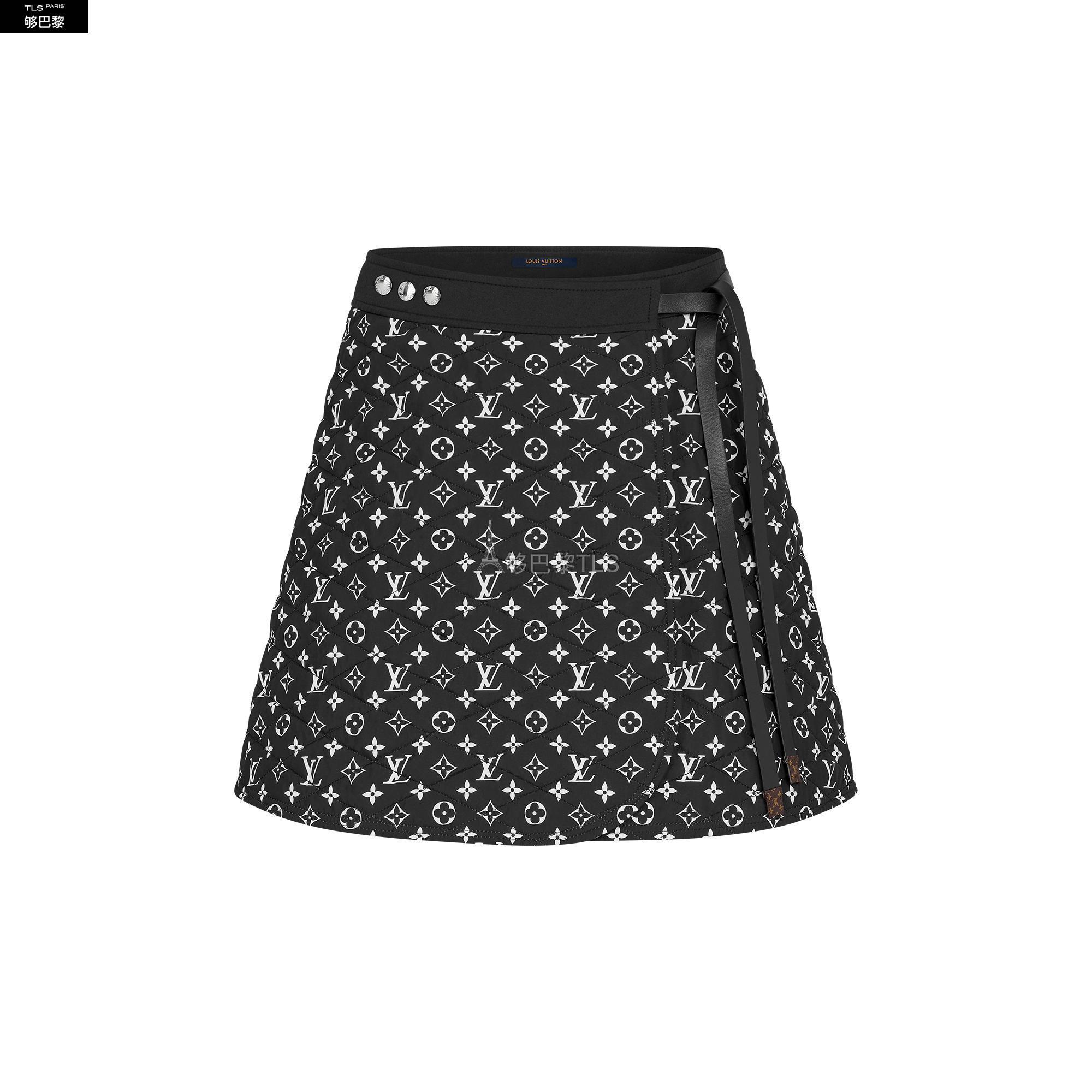【包邮包税】 lv路易威登 21年秋冬 女士 半身裙 绗缝尼龙围裹式迷你