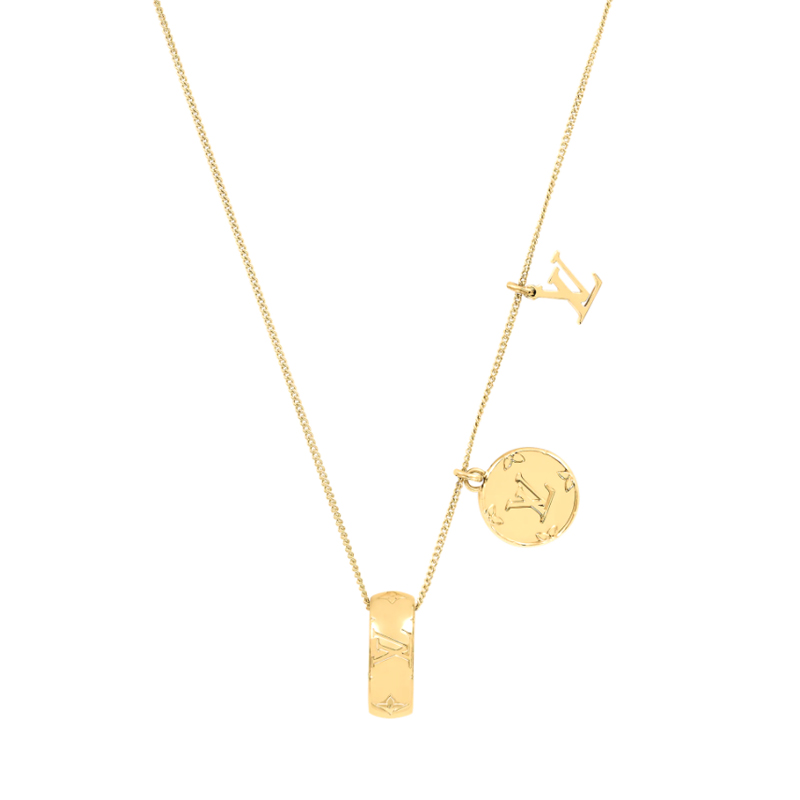 【包税】louis vuitton/路易威登 男士monogram吊坠项链 金色