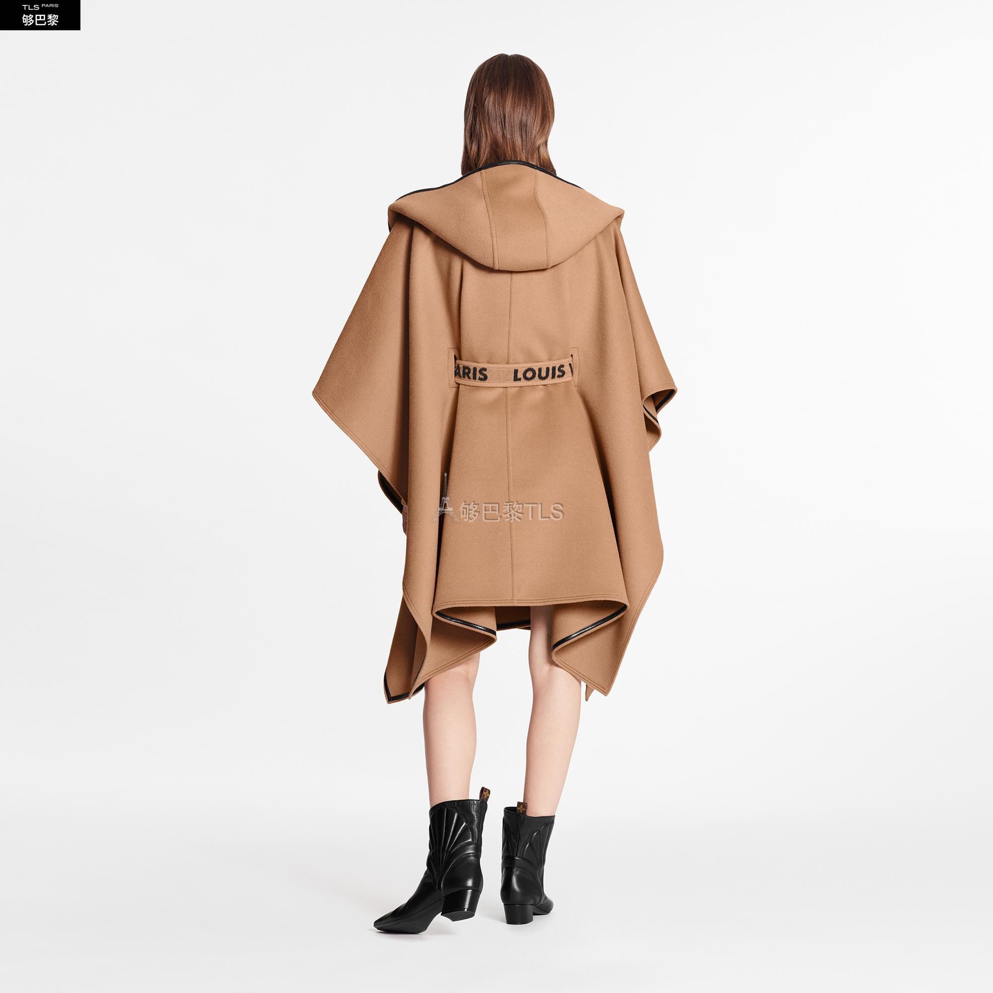 【包邮包税】 lv路易威登 21年秋冬 女士 大衣 系带连帽斗篷大衣 1a8