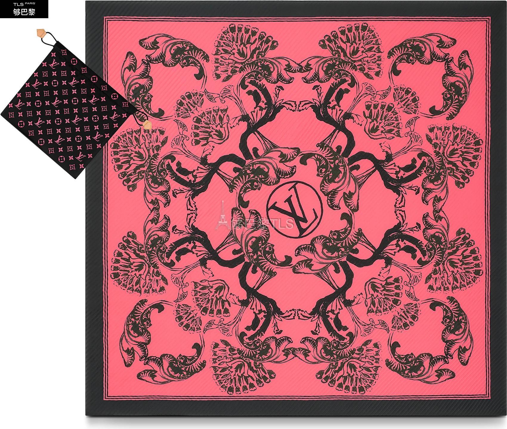 lv路易威登 21年秋冬 女士 围巾 floral stamp大号百褶方巾 lvu2kp6ap
