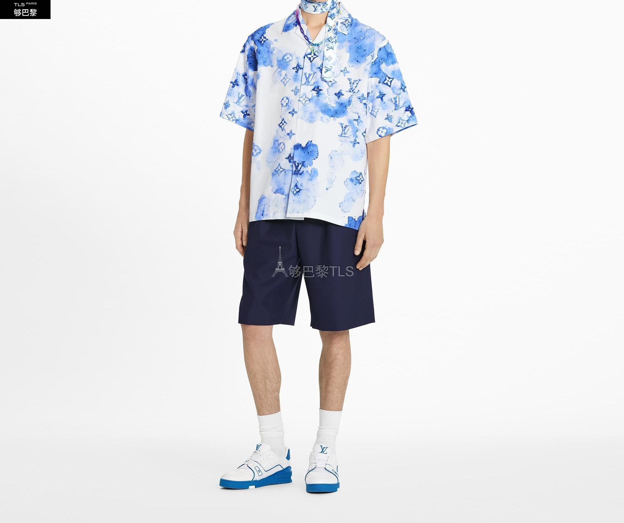 【包邮包税】 lv路易威登 21年秋冬 男士 短袖衬衫 watercolor 刺绣