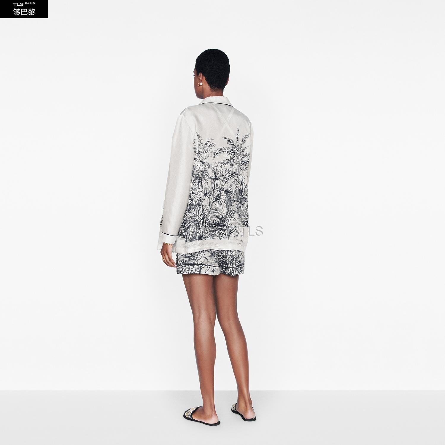 【包邮包税】 dior迪奥 21年秋冬 女士 短裤 短裤-蓝色和白色桑蚕丝