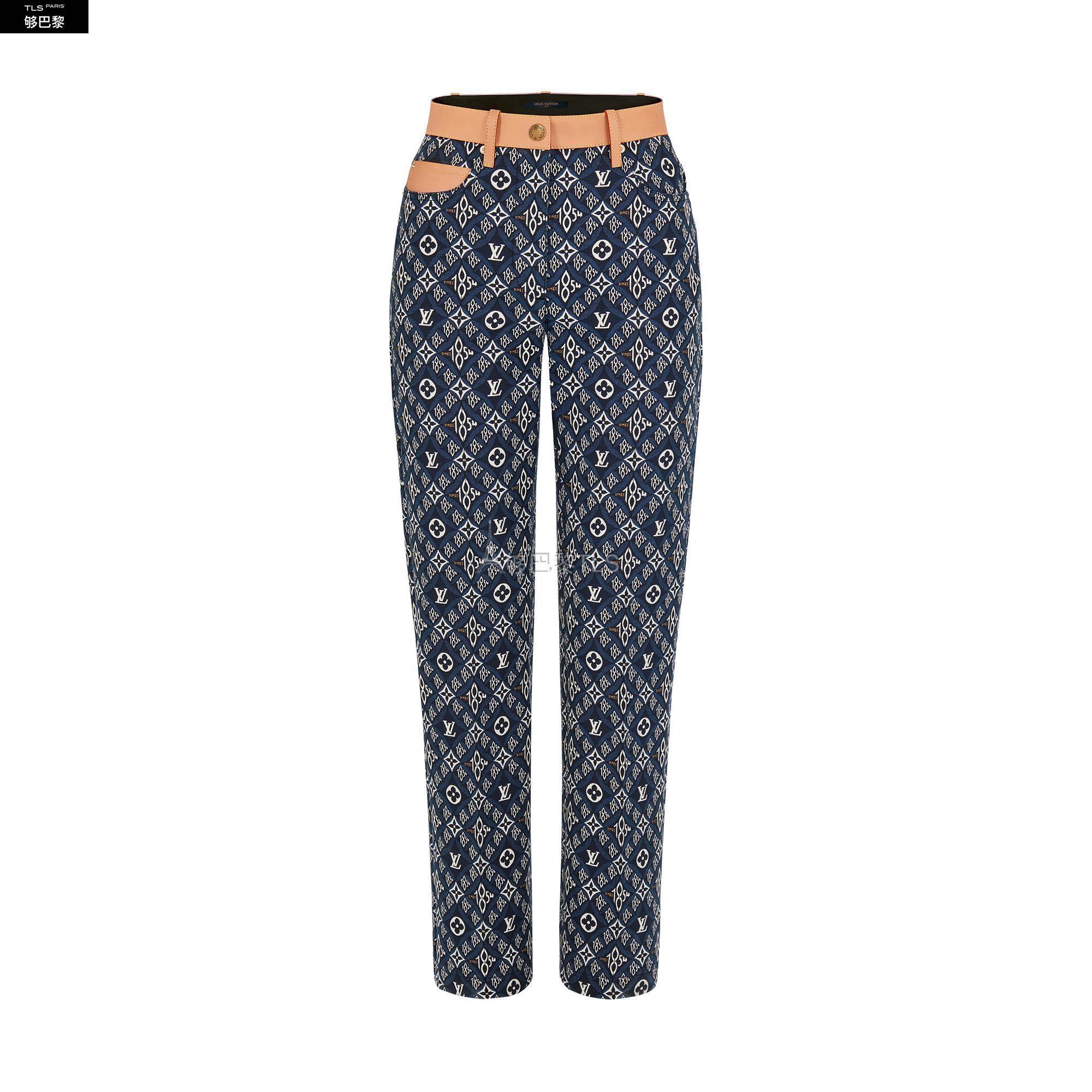 【包邮包税】 lv路易威登 21年春夏 女士 休闲裤 皮革细节直筒裤 1a8l