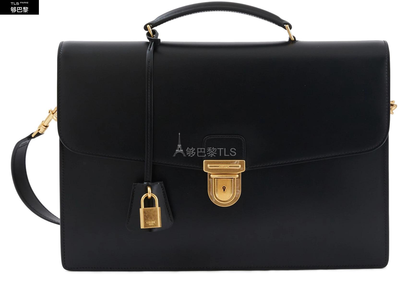 【包邮包税】 celine赛琳思琳 21年秋冬 男士 手提包 中号细纹小牛皮