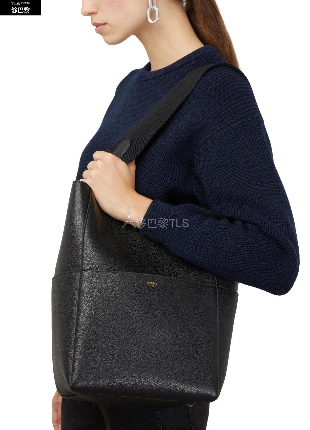 celine赛琳思琳 21年春夏 女士 单肩包 粒面小牛皮 sangle 水桶包 cel