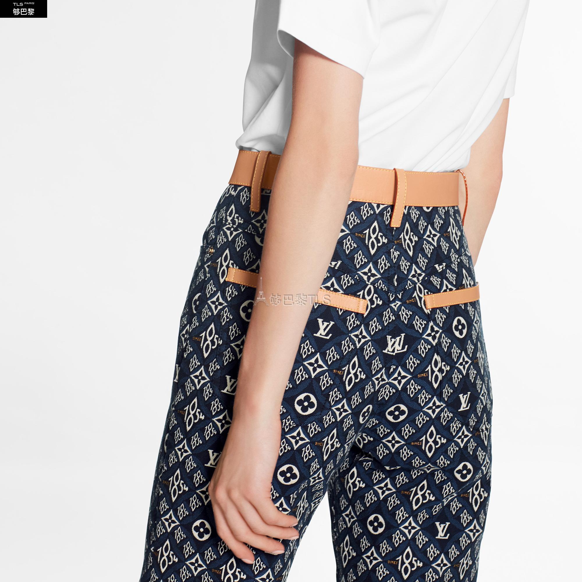 【包邮包税】 lv路易威登 21年春夏 女士 休闲裤 皮革细节直筒裤 1a8l