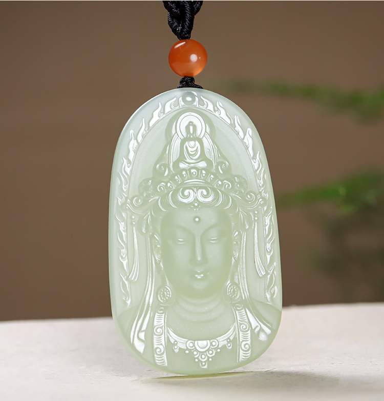 印象眸/印象眸 和田玉观音吊坠 浅青玉湖水绿/羊脂白玉观世音菩萨男款