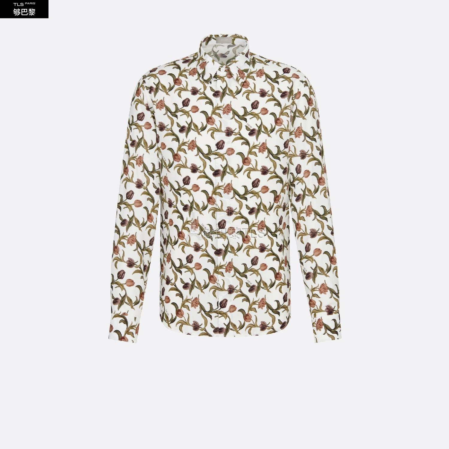 dior迪奥 21年秋冬 男士 长袖衬衫 衬衫-白色斜纹科技面料多色印花