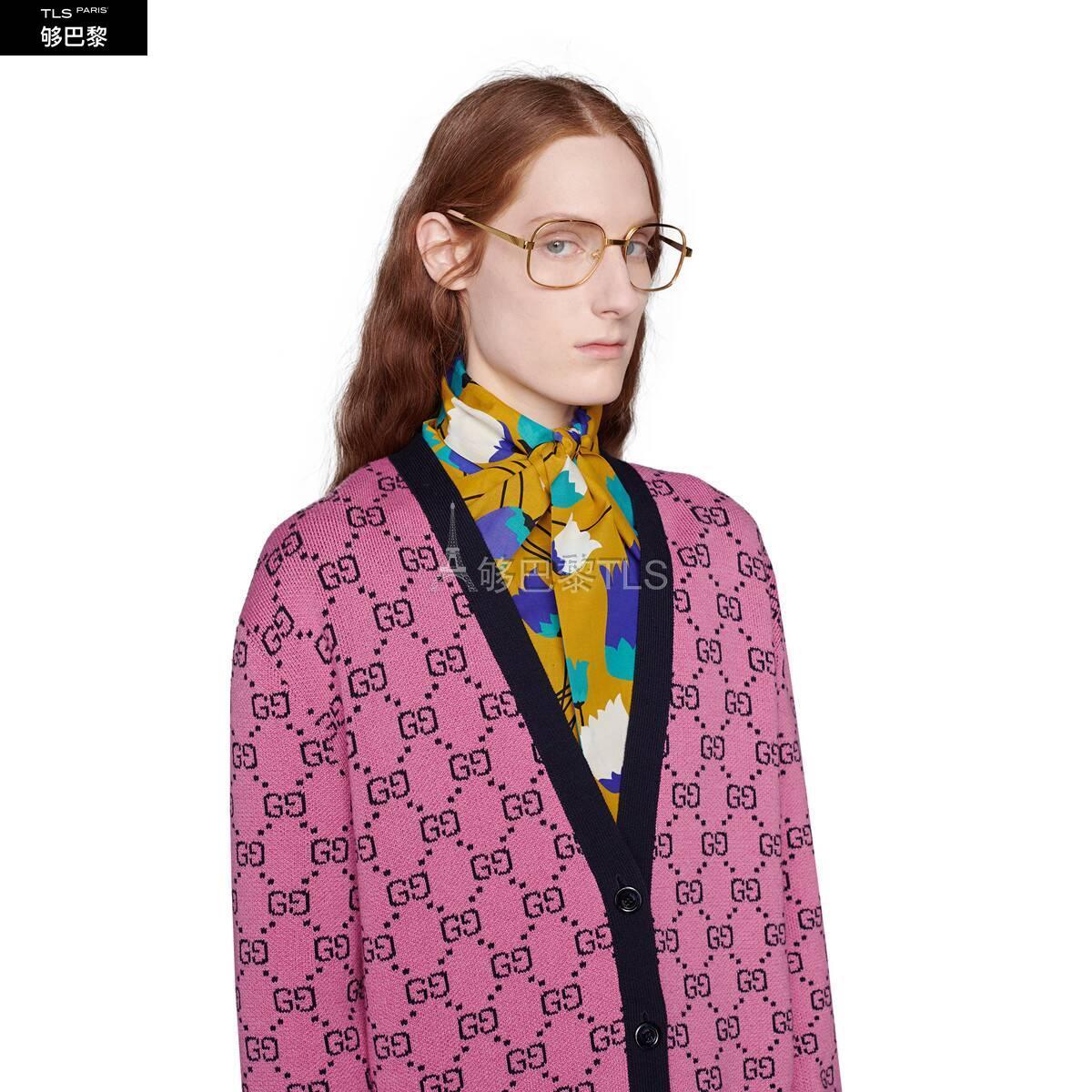 gucci古驰 21年秋冬 女士 gg multi*w*color系列棉毛混纺开衫 662036