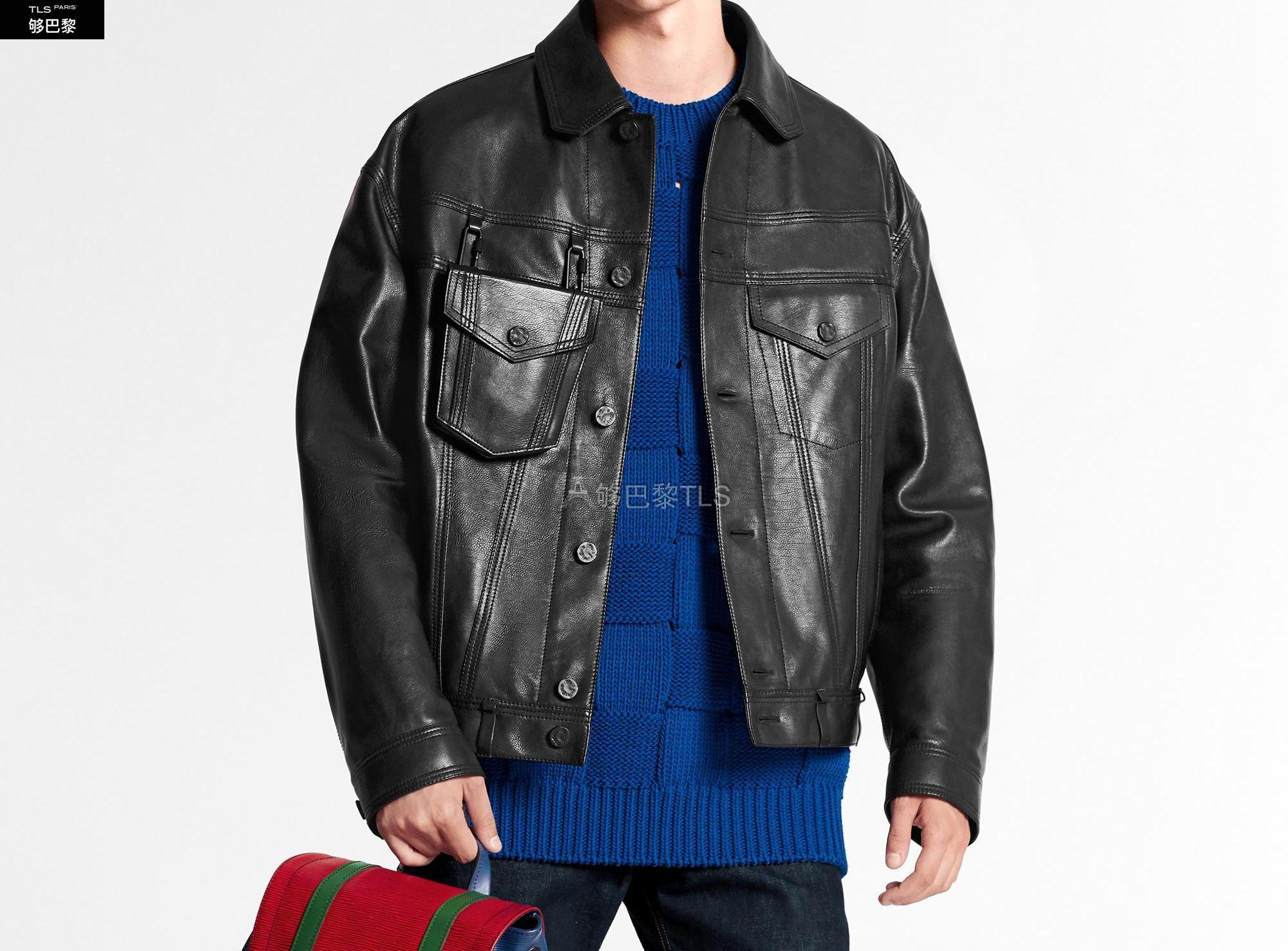 【包邮包税】 lv路易威登 21年秋冬 男士 夹克 3d 口袋链条牛仔皮革