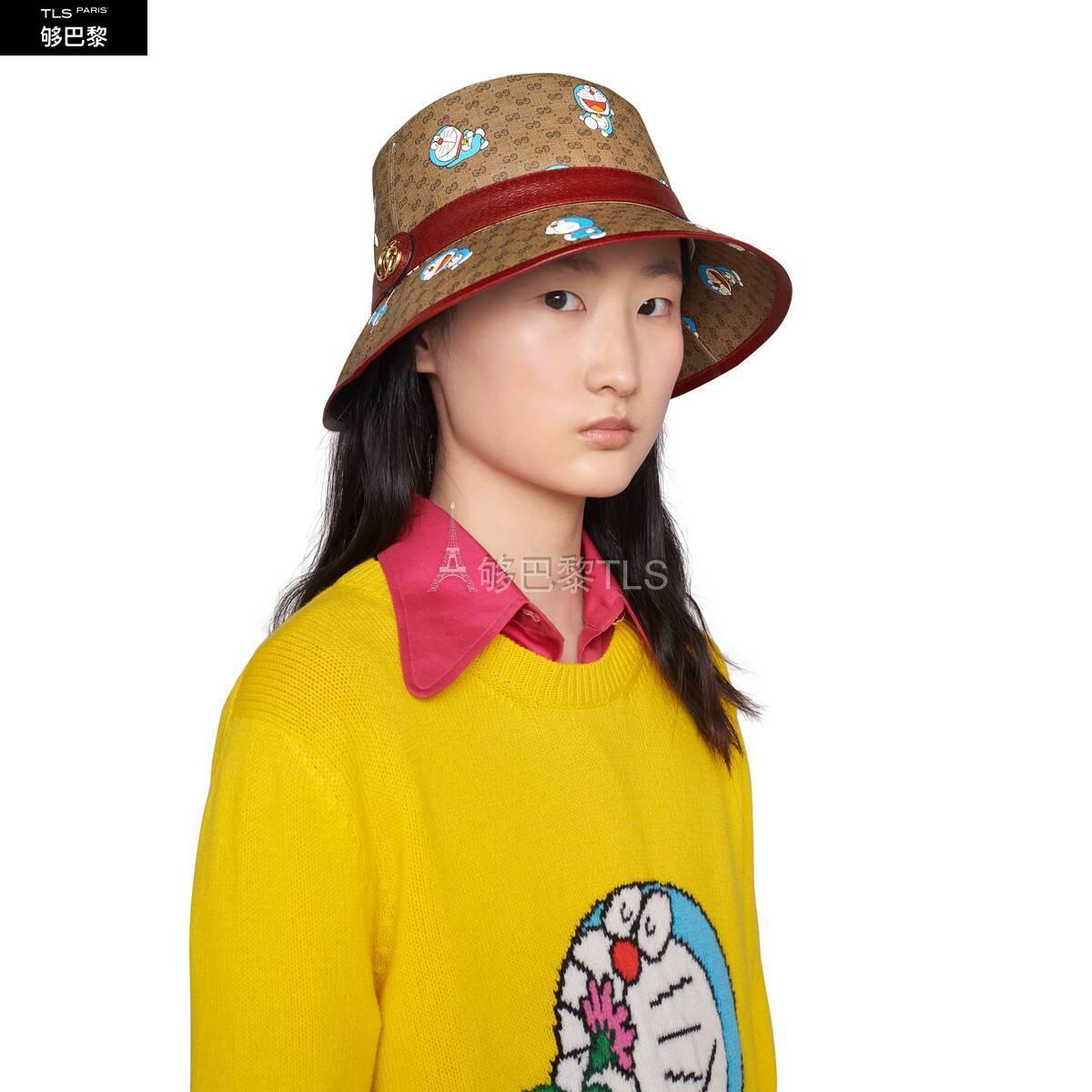 gucci古驰 21年秋冬 女士 doraemon x gucci联名系列渔夫帽 648846 4