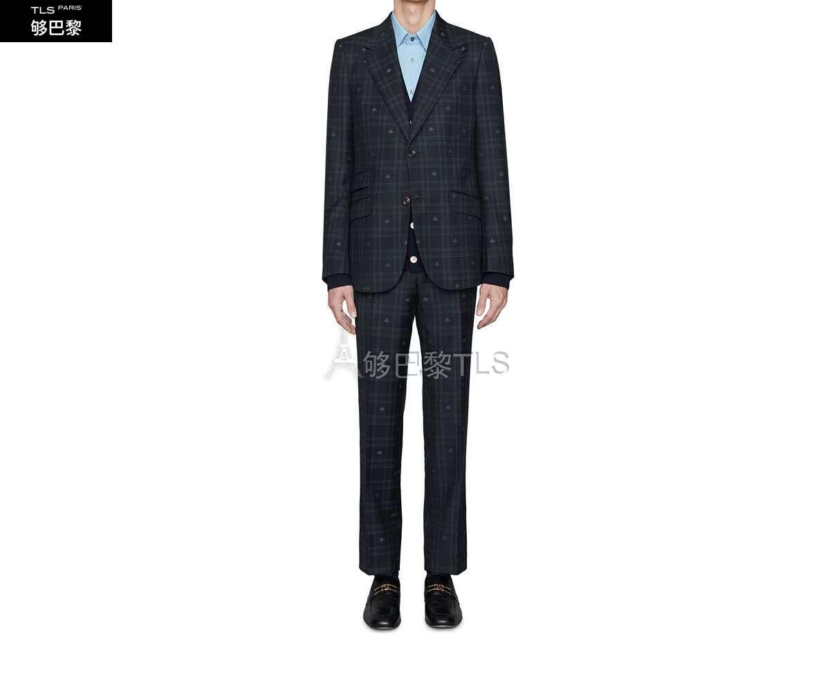 男士西服套装】【包邮包税】 gucci古驰 21年秋冬男士 修身蜜蜂格纹