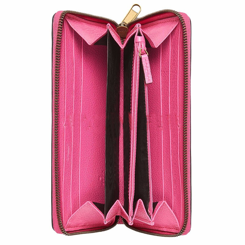 gucci/古驰 女士皮质钱包 粉色logo钱包 bu