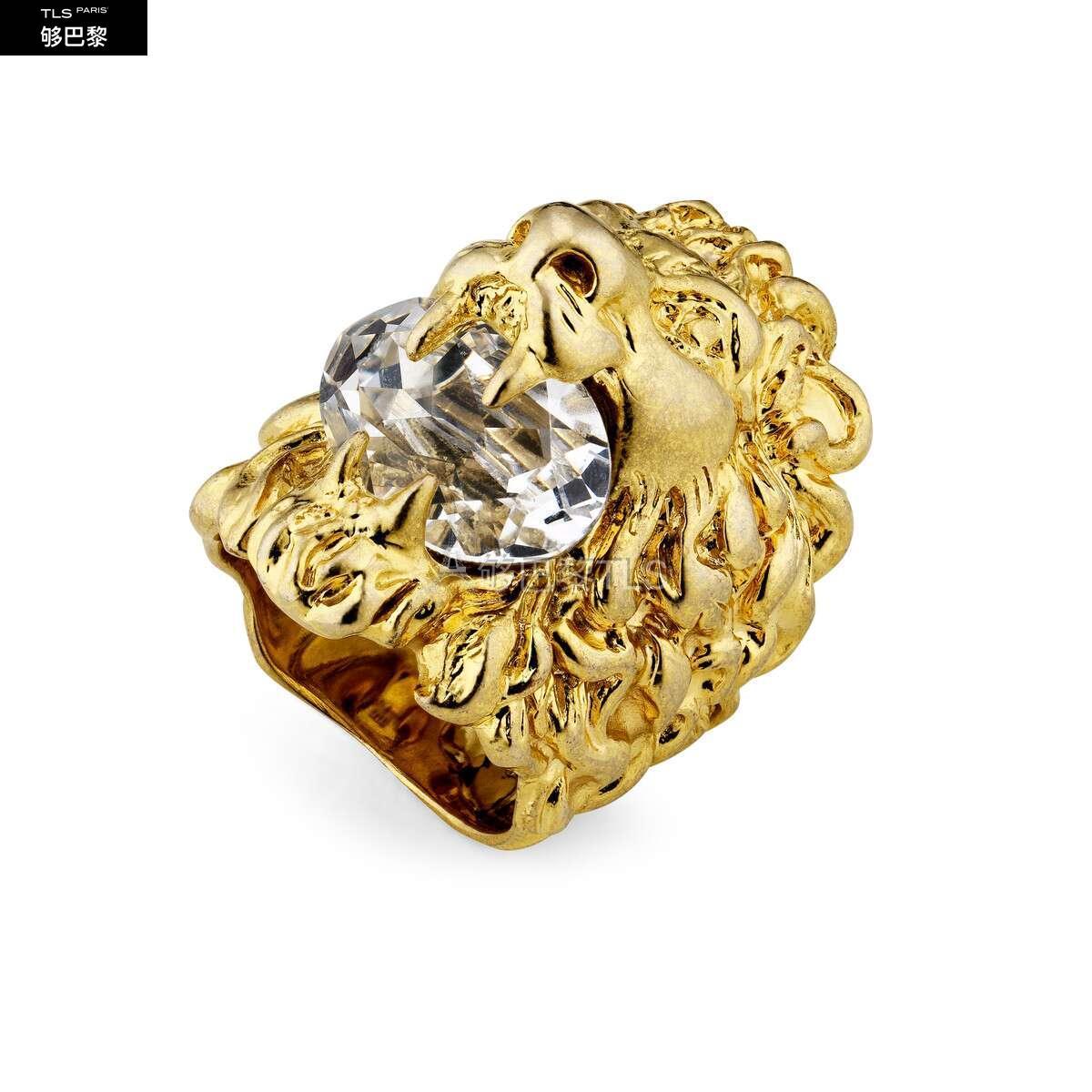 【包邮包税】 gucci古驰 21年秋冬女士 饰水晶狮头戒指 402763 j1d50