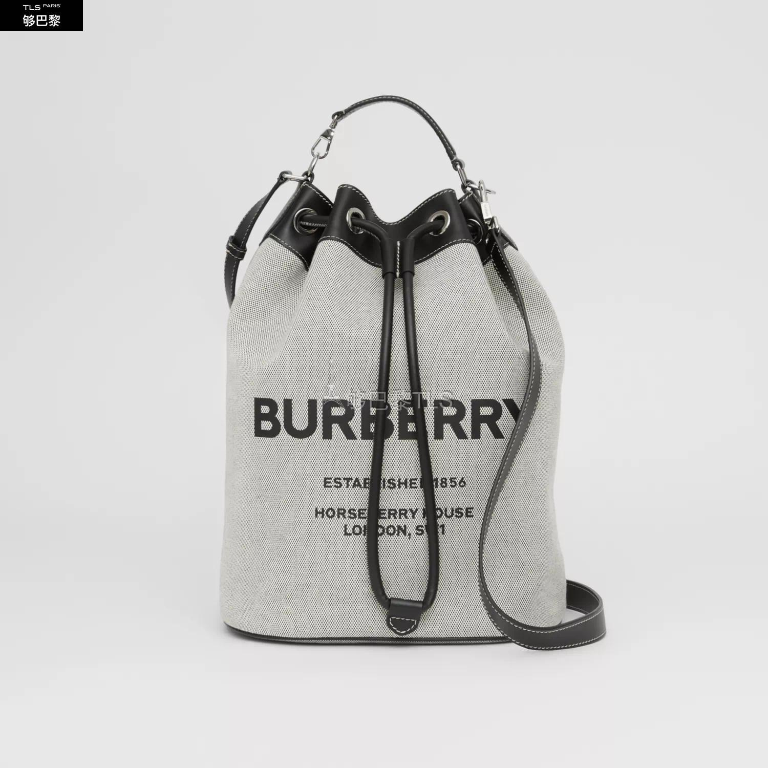 burberry 21年秋冬 男士 horseferry 印花棉质帆布抽绳式托特包
