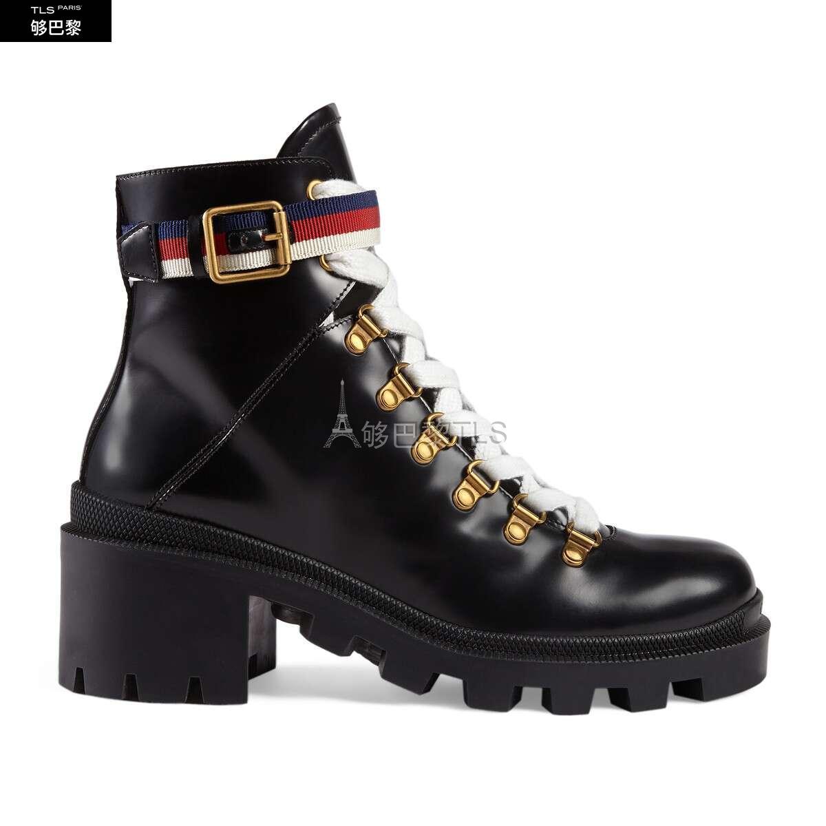 【包邮包税】 gucci古驰 21年秋冬 女士 sylvie系列织带装饰皮革及踝