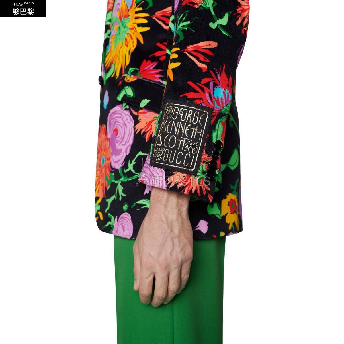 【包邮包税】 gucci古驰 21年秋冬 女士 ken scott印花天鹅绒夹克