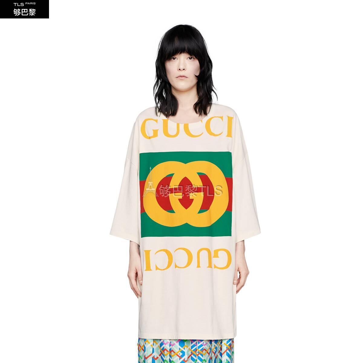【包邮包税】 gucci古驰 21年秋冬女士 gucci 标识廓形 t 恤 539080