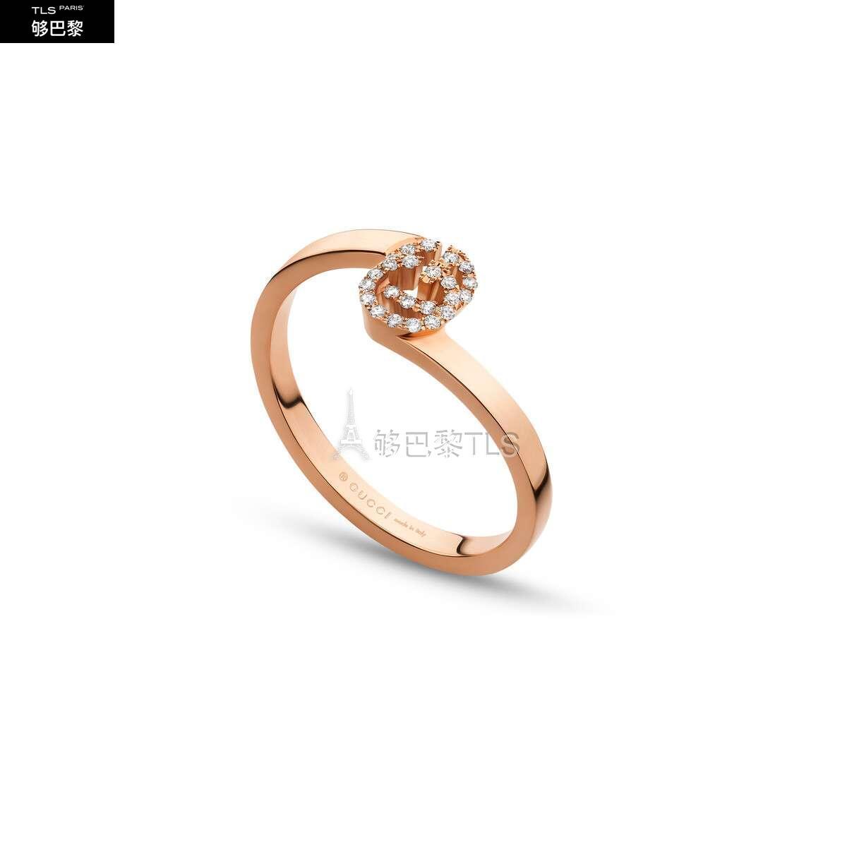 【包邮包税】 gucci古驰 21年秋冬女士 玫瑰金gg戒指,配以钻石 457127