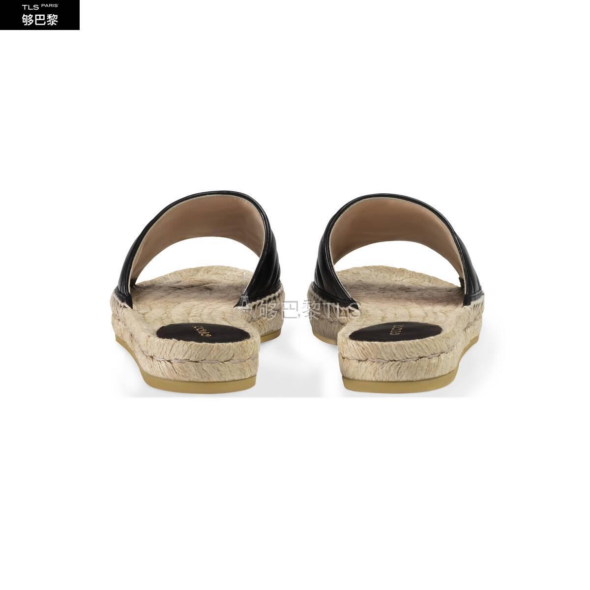 【包邮包税】 gucci古驰 21年秋冬 女士 皮革草编凉鞋 573028 bko00