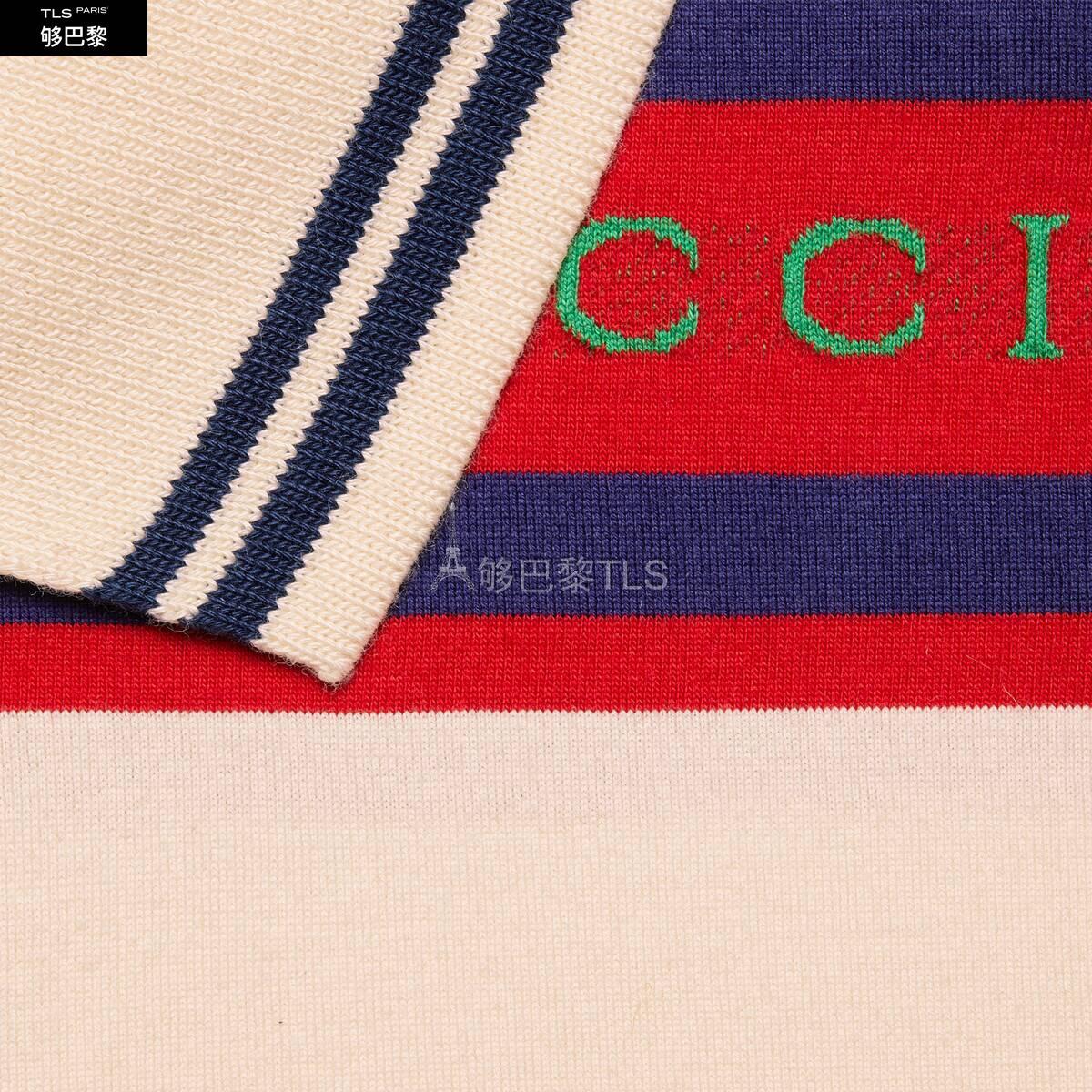 不同主                    象牙白色,蓝色和红色gucci条纹针织棉提花