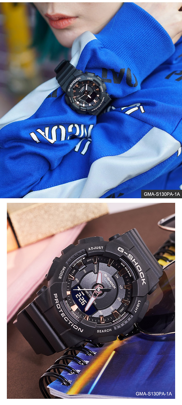 CASIO/卡西欧 G-SHOCK系列时尚防水女表GMA-S130PA-1ADR